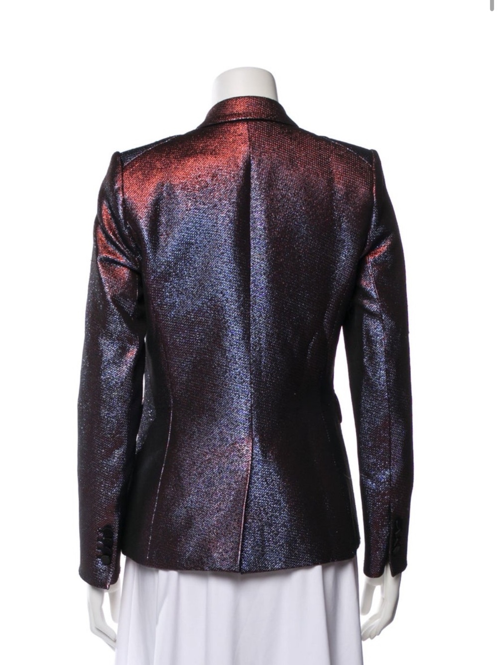 $798 VERONICA BEARD Ashburn Metallic Dickey Jacket Lamé Ruby shine Blazer Size 2 - Picture 14 of 16